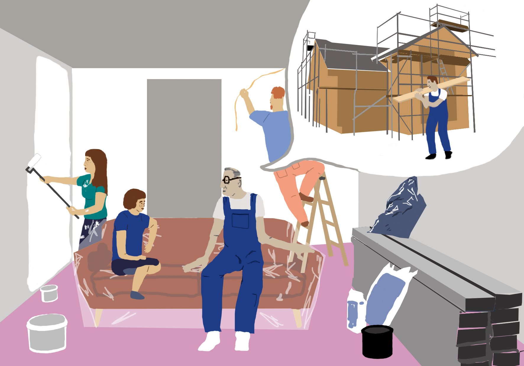 Das Bild zeigt ein Einzelbild einer Reihe von Illustrationen zum Thema Berufswahl für Jugendliche gestaltet von Strahlenkatzen Studio für Grafikdesign in Köln