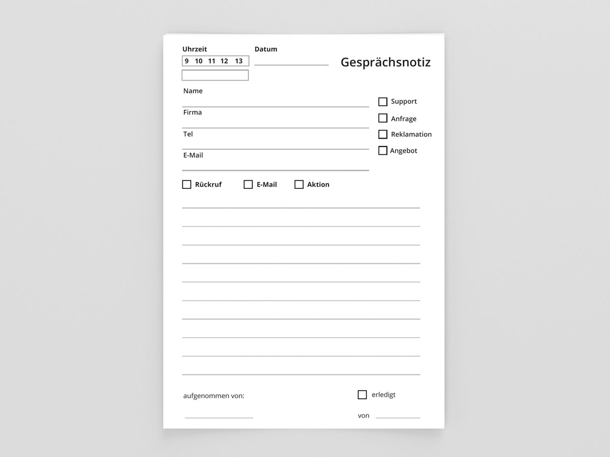 Laufzettel für eine Werkstatt gestaltet von Strahlenkatzen in Köln